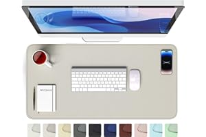 ‎GOMIN GOMIN Schreibtischunterlage 80x40cm - PU Leder Mauspad Wasserfest & Rutschfest - Laptop Tischunterlage Groß - Leicht zu reinigende Schreibunterlage - Mousepad XXL für Büro und Home-Office - Grau
