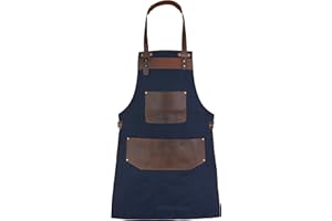 Leathershire Full Grain Leather Canvas Apron Butcher DIY BBQ Cooking Blacksmith Barber woodwork apron