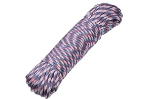 DonDon 98 ft - 30 m nylon cord Paracord survival DIY rope cord for outdoor camping activities 0.6 inch - 4 mm - 7 strands night blue-red-white