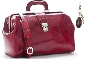 DD FIRENZE D&D - Borsa medico Minimal con Tracolla e Portachiavi in pelle abbinato - Made in Italy