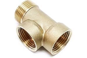 Wiltec 3-Wege Verteiler Messing 2x IG DN25 1" 1x AG DN25 1" T-Anschluss für Hauswasserwerk, Pumpe und Membrankessel