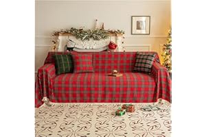 HonunGron Telo Copridivano Natalizio Telo Copritutto Natalizi, Telo Copriletto Cotone Natalizia Telo Arredo Copridivano, Multiuso Salvadivano Coperta Divano del Soggiorno (Rosso,180x340cm)