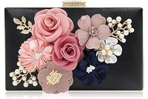 Milisente Donna Borsa Sera Fiore Pochette Nozze Pochette da Sera Eleganti Borsette (Nero)