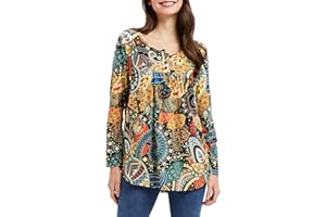 Enmain Mujeres Casual Túnica Tops Manga Larga Plisado Señoras Swing Tops Blusa Suelta Botones hasta V-Cuello Más Tamaño Túnica Camiseta para Mujer S-3XL