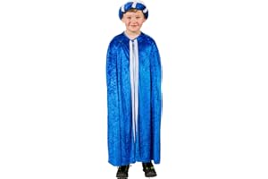ORLOB Unbekannt Kinder Kostüm Heilige DREI Könige Umhang Weihnachten Fasching Karneval (blau)