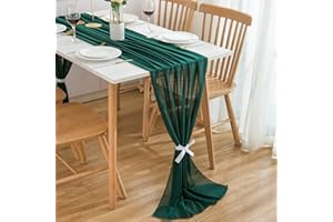 CHUQING Runner da Tavolo in Chiffon, 70 x 300 cm, Colore Verde, Lavabile, da Tavolo o da Matrimonio