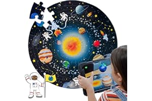 AMAGENIUS 50pcs Smart Puzzle AR tech uses augmented reality to bring puzzle to life. Learn facts about dinosaurs and our Solar system 60 x 40 cm. Large pieces ages 3+ requires compatible Device (Solar System)