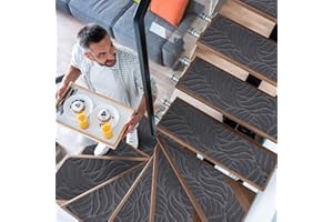 YISUN 15 PCS Stair Carpet, Non-Slip Carpet Treads for Stairs Non Skid Rubber Backing Removable Washable Step Runners Perfect for Kids Elders and Pets