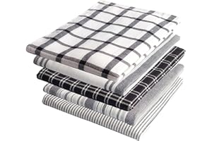 SAFMAAR Tea Towels - 100% Cotton Kitchen Tea towels with Highly Super Absorbent Tea Towels set, Soft Hand Towels, Lint Free, Quick Dry, Long Lasting 70 x 50 cm - Pack of 5 (Grey)