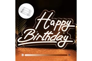 GINSSO Large Happy Birthday Neon Sign Battery Operated, 5V Usb Powered Neon Signs for Wall Decor, Adjustable Brightness Happy Birthday Signs(22.4 x 14.3 inches, Warm)