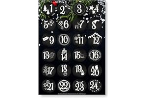 GENTLE NORTH Adventskalender Aufkleber (Zahlen 1-24) - Sticker für Kalender zum selber basteln für Weihnachten - Adventskalenderzahlen Etiketten selbstklebend - Zahlenaufkleber - Nummern für Papiertüten - Rund