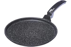 Moneta Piastra Alluflon Etnea, antiaderente in alluminio effetto pietra, 24 cm, nera (non a induzione)