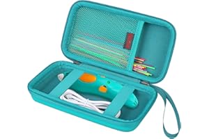 Elonbo Carrying Case for 3Doodler Start+ Essentials (2024) 3D Pen Set for Kids, 3D Printing Pens Travel Storage Organizer Holder, Extra Mesh Pocket Fits Plastic Filament, Charger, Green+Inside Green