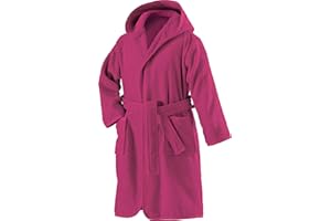 Erwin Müller Kinder-Bademantel mit Kapuze Uni Frottier - weich, flauschig, saugstark, mit Bindegürtel und Taschen, 100% Baumwolle Walk-Frottier