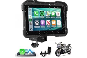 Hodozzy 5 Inch Motorcycle CarPlay Screen, Waterproof IP68 Wireless CarPlay/Android Auto, Motorcycle Touchscreen GPS Display with Dual Bluetooth for Motorcycle, Mirror Link/TF/Voice Control