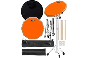 Slint Übungs Drum Pad Snare Drum Stand & Schlagzeug Sticks - Doppelseitiges 30 cm Drum Pad Set & 10 cm Snare Drum - Leises Drumpad Set, Drumpad Ständer & Drumsticks - Schlagzeug Erwachsene & Kinder