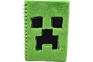 HOX Minecraft Movie Creeper Bloc-notes A5 en peluche moelleuse – Couverture verte en peluche douce pour écrire, couverture rigide avec 80 pages lignées | Papeterie sous licence officielle pour joueur