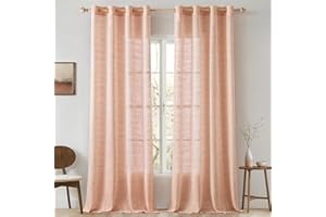 MIULEE Voile Tende Lino Tenda a Pannello Tende Per Interni Traslucido Tende Camera da Letto moderne per soggiorno Lino Trasparente per Porte Balcone Adatte 140x260 cm Arancione 2 Pannelli