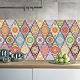 20pcs Moroccan Style Tile Stickers, Colourful Mandala Kitchen Bathroom Wall Tile Stickers Peel and Stick on Tile Transfers Covers Decals Self Adhesive Vinyl Waterproof Mosaic (15cm x 15cm, 6x6 inches)