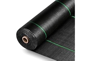 MRWIZMS Toile de Paillage Anti Mauvaises Herbes 100 g/m²,Membrane de contrôle des Mauvaises Herbes Paysage de Tissu Couverture de Sol, antidéchirure Perméable à l'eau et Stable Aux UV (20m² (2m x 10m))