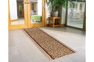 Bravich Animal Print Leopard Skin Pattern Very Long Hallway Hall Runner Narrow Rugs Custom Length Leopard Stair Carpet Mats 60x300CM (2'X10')