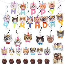 Topper Torta Gatto - Topper Compleanno Per Bambina, Con Stelle, Arcobaleno E Nuvole 3D Decorazioni Torta Gatto Rosa - 7