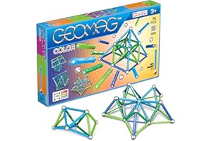 Geomag Classic Color 91 Pièces Jeu de Construction magnétique pour Enfants, Cadeau pour garçons et Filles de 5 6 7 8 9 10 11 12 13 Ans, constructions magnétiques, Jeux pour Enfants