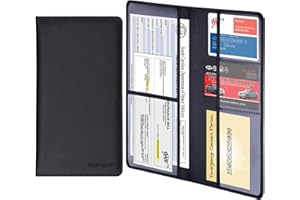 wisdompro Organizador de Documentos de Coche, Piel sintética, para Seguro de vehículo y Registro, Funda Tipo Cartera para Tarjeta de identificación, Licencia de Conducir, Tarjetas de información de
