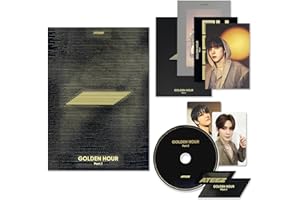 KQ ENTERTAINMENT. ATEEZ - [GOLDEN HOUR : Part.1] (GOLDEN HOUR Ver.) Invitation + Photo Frame + Postcard Set + Envelope + Photobook + Postcard + Photocard + Sticker + Bookmark + Disc + 2 Pin Badges + 4 Extra Photocards