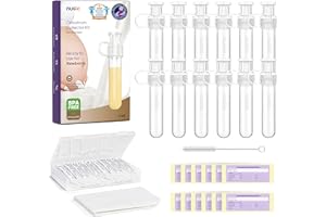 Nuliie Kit de colector de calostro de 7 ml/12 piezas, a prueba de fugas, reutilizable, resistente al calor y al congelador, sin BPA, con paño de algodón, estuche de almacenamiento, cepillo de limpieza