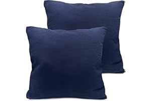 Meishida Juego De 2 Fundas De Super Loneta para Cojines de Sofá y Cama, con La Cremallera Oculta (Azul Marino, 45 x 45 cm)