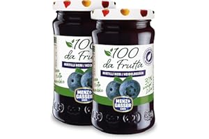 Menz&Gasser, Composta di Mirtilli Neri 100Dafrutta, 100% Frutta IQF di Alta Qualità, 100% Made in Italy, Naturalmente Senza Glutine, Vegan, 2 Vasi x 240 g