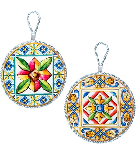 Piatto In Ceramica Siciliana Dipinto A Mano | Maiolica Su Sfondo Blu - Diametro 20cm - Foto 9