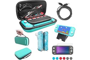 MAKACTUA Le kit d'accessoires pour Nintendo Switch Lite,12 in 1 Switch Lite Accessoire Pack Coque Comfort Grip Case, Housse de Protection, Câble USB,Protecteurs d'écran en Verre Trempé