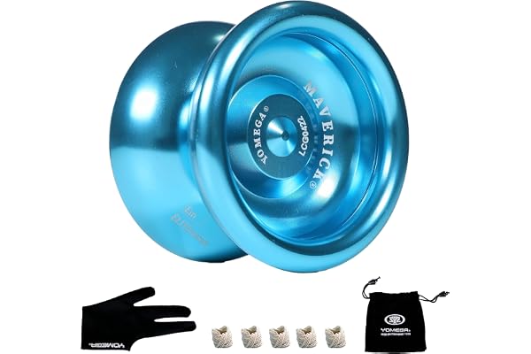 Yomega Maverick Yoyo professionnel en aluminium pour enfants et débutants avec roulement à billes de taille C pour des tours de yo yo yo avancés et un retour réactif + 2 cordes supplémentaires (bleu)