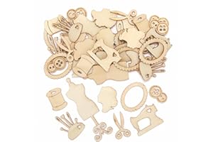 Baker Ross AX893 Mini Formas de Modista - Paquete de 64, artesanía de madera para niños para decorar y luego usar para adornos y manualidades de papel