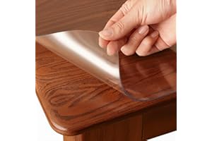 SHANNA Clear Table Protector, 1.5mm Thick 90 x 180cm Transparent Table Cover Pad, Plastic Waterproof Clear Table Protector for Dining Table, Rectangle Heavy Duty Wipe Clean Tablecloth for Home Kitchen