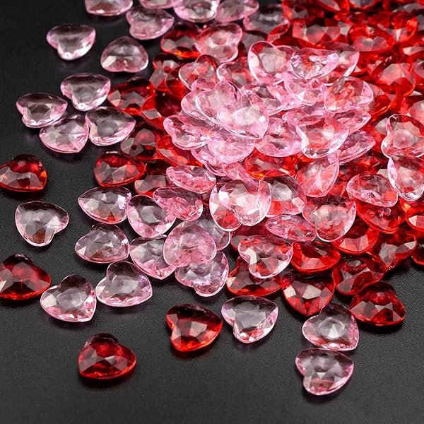 400 Cristalli A Cuore Rosso - 12 Mm, Decorazioni Per Matrimoni, San Valentino, Fai Da Te, Con Coriandoli - Foto 6