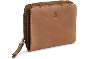 Berliner Bags Sara Ladies Small Leather Wallet with TUV Approved RFID Protection + Gift Box, camel, Classic