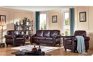 SC Furniture Ltd Burgundy Leather 3 Seater Sofa + 2 Armchairs Sofa Suite HIGHBURY 311