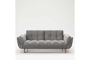 ‎PLAYBOY PLAYBOY Sofa mit Bettfunktion, Samtstoff in Grau, Anthrazit, stabile Massivholzfüsse, Bettsofa mit verstellbarer Rückenlehne, 2er Sofa, 3er Sofa, Sofabett, 2-Sitzer, 3-Sitzer, Retro-Design, Club-Stil