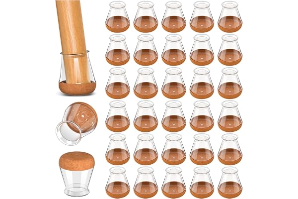 32 pièces Protection Pied de Chaise, Transparent Protege Pied de Chaise, Ronds Patins pour Chaises en Silicone avec Feutre épaissi, Convient aux planchers de Bois Franc (Fit:14-20mm)