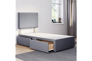 COMFOREST, BEDDING & UPHOLSTERY INNOVATION LEADER ComfoRest - Luxurious 3FT Single Divan Bed with 2 Drawers & Plain 24" Headboard | Sturdy Base with Storage for Compact Rooms (Grey Plush)