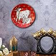 JIKRAA® Pichwai Wall Art Ceramic Decorative Wall and Table Top Plate with Stand and Hook, Decorative Wall Plates with Stand for Living Room, Home, Cafe and Office