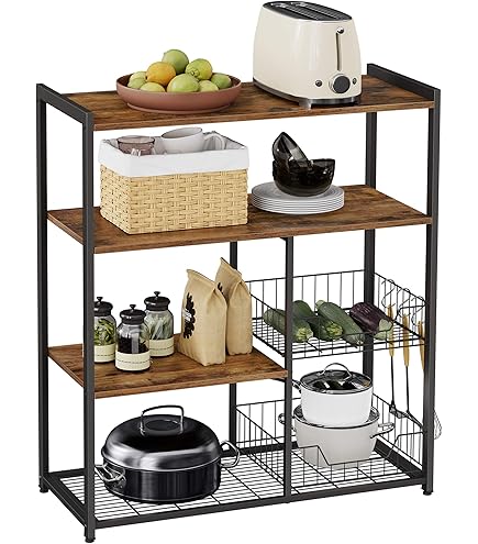 Scaffale Da Cucina Con Cesti - 90x40x83 Cm, Supporto Per Microonde, Salvaspazio, Colore Acero - Foto 11