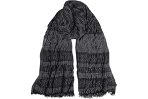 DAMILY Hommes Mode Foulard Echarpe de Plissée Rayée Confortable Coton Lin Hiver Étoles Châle