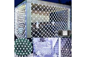 yowin Rete Luminosa Natale Esterno 3x2M 200 LED Rete Luci con Spina, Timer, 8 Modalità Rete Luci Albero di Natale Impermeabile Tenda Luminosa per Balcone Giardino Soffitto Terrazza - Bianco