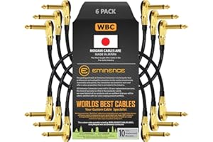 WORLDS BEST CABLES Mogami 2319-6 pulgadas (15 cm) - Cable de conexión para efectos de guitarra y bajo, 6 unidades, con conectores chapados en oro, perfil bajo, tipo TS (6,35 mm)