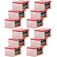 Kuber Industries Dot Printed Foldable, Lightweight Non-Woven Saree Cover/Organizer With Tranasparent Window- Pack of 12…
