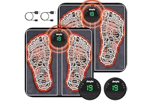 JENYLU EMS Fussmassagegerät Neu Elektrisches Fussmassagegerät für die Durchblutung Muskelschmerzen Linderung Fußmassagegerät mit 6 Modi & 20 Einstellbare Frequenzen